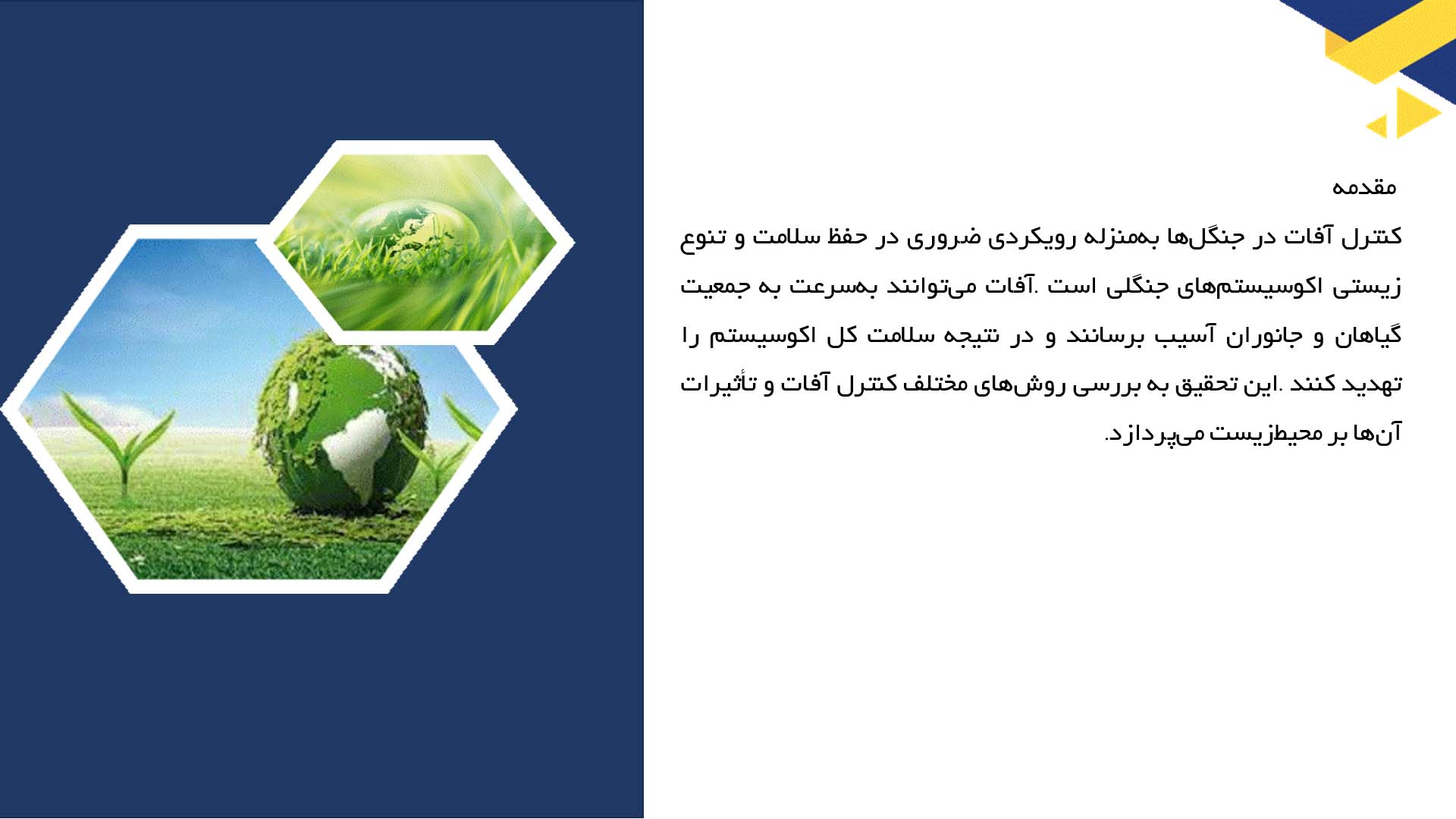 پاورپوینت در مورد بررسی روش‌های کنترل آفات در جنگل‌ها